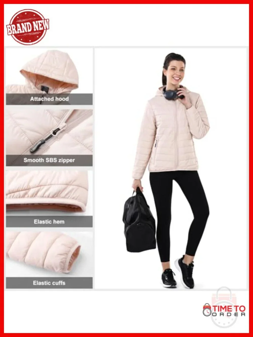 Women's Packable Lightweight Full-Zip Puffer Jacket with Hood Quilted Winter_4